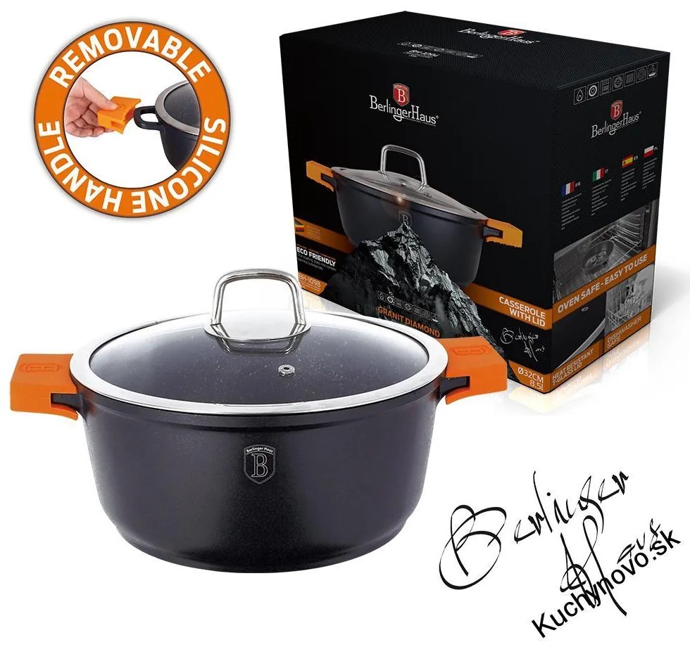 Nepriľnavý hrniec 36 cm, Granit Diamond line BerlingerHaus