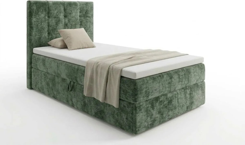 Čalúnená posteľ boxspring DIRELIS VIBE 90x200 cm tmavozelená Matrac: Matrac Bonell pružinový