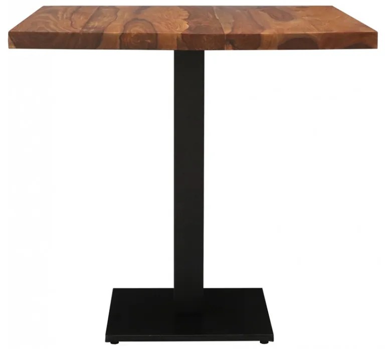 Jedálenský stôl s kovovými nohami 80x80 cm z indického masívu palisander Natural