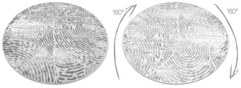 Okrúhly moderný  MEFE 8725, vzor odtlačok prsta, sivý