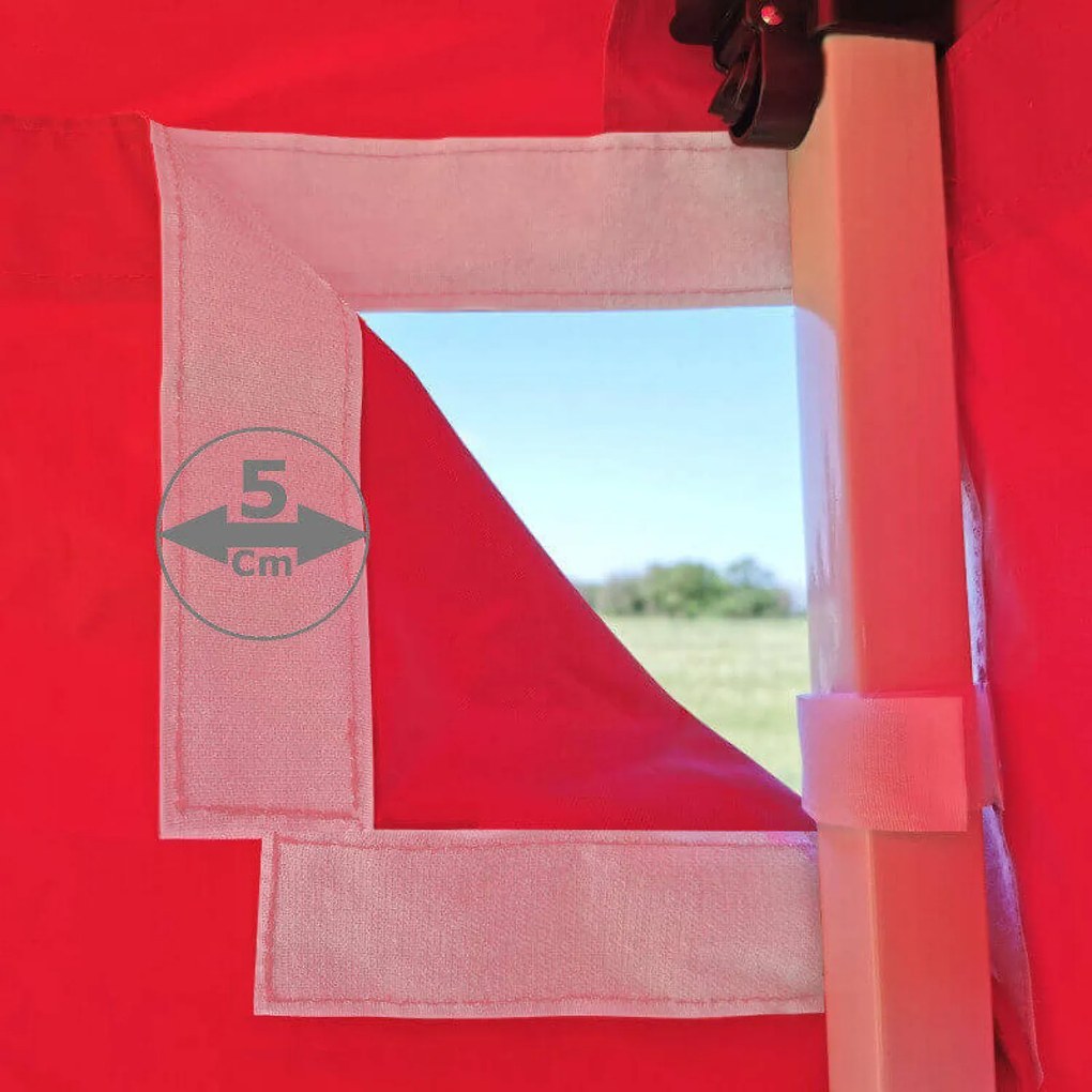 BRIMO Skladací altánok 3x3 m na Oslavy: Nepremokavá Ochrana a Bleskové Zloženie - s 3 stenami - Červená 9