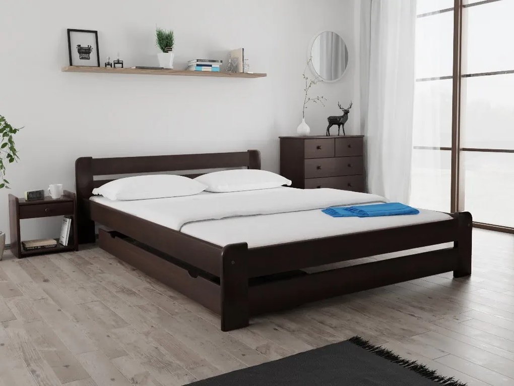 Posteľ Laura 160 x 200 cm, orech Rošt: S lamelovým roštom, Matrac: Matrac COCO MAXI 20 cm