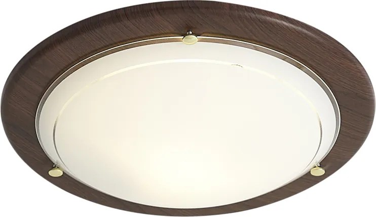 Klasické stropné svietidlo orechové drevo s bielym sklom - Mesiac