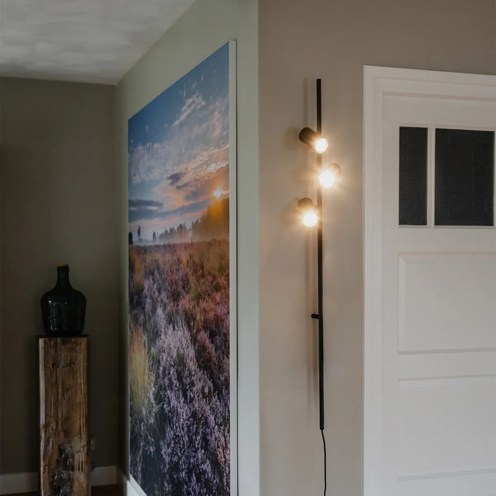 Inteligentné nástenné svietidlo čierne s nožným spínačom 3-svetlá Vrátane 3 Wifi GU10 50mm - Jeana Luxe