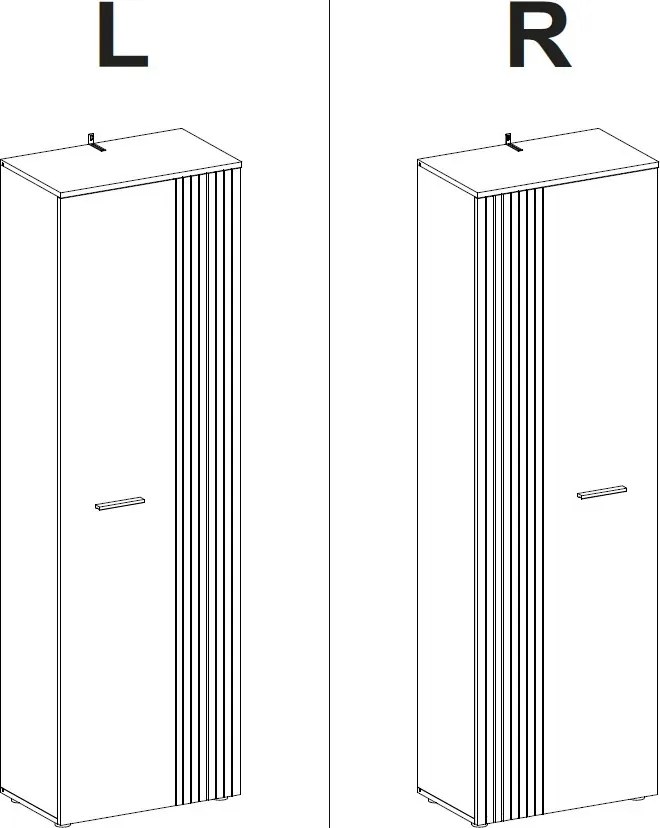 Predsieňová šatníková skriňa s policami Esteban, antracit/dub evoke