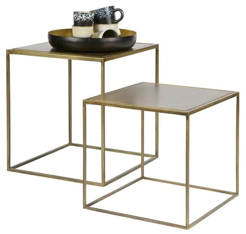 Kovový stolík Metallic sada 2 ks 45 × 40 × 40,35 × 36 × 36 cm