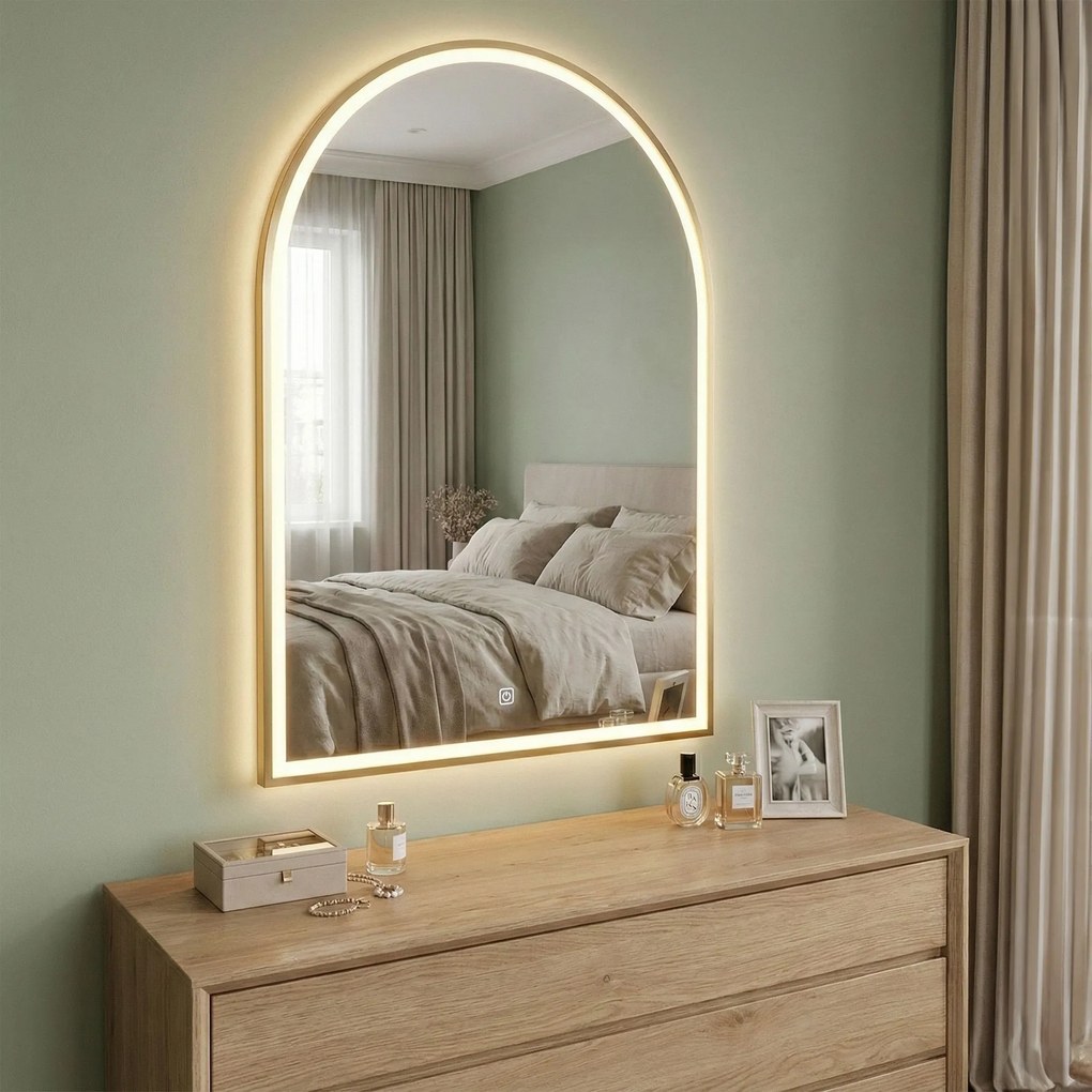 Rea Dart, LED zrkadlo 60x100cm, zlatá matná, HOM-06519