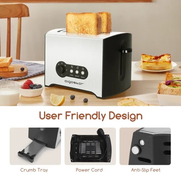 Aigostar - Hriankovač s dvomi otvormi 900W/230V chróm