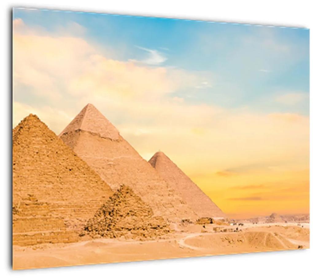Sklenený obraz egyptských pyramíd (70x50 cm)