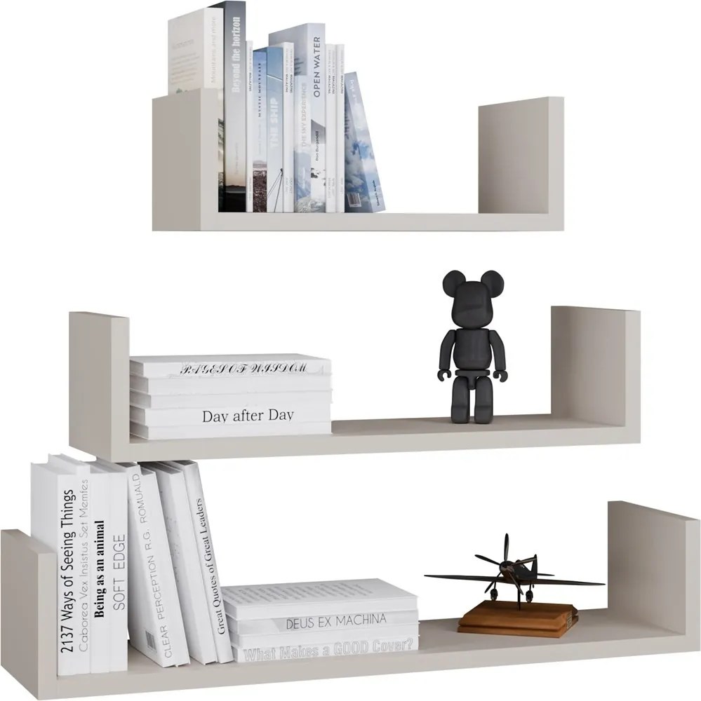 Sada 3 ks nástěnných polic Mobi kašmírová