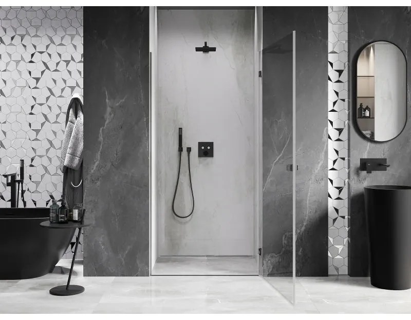 Mexen, Mexen Lunar-B Otočné pravé sprchové dvere 90 cm, transparentné, pištoľový kov - 832-090-000-95-00-P