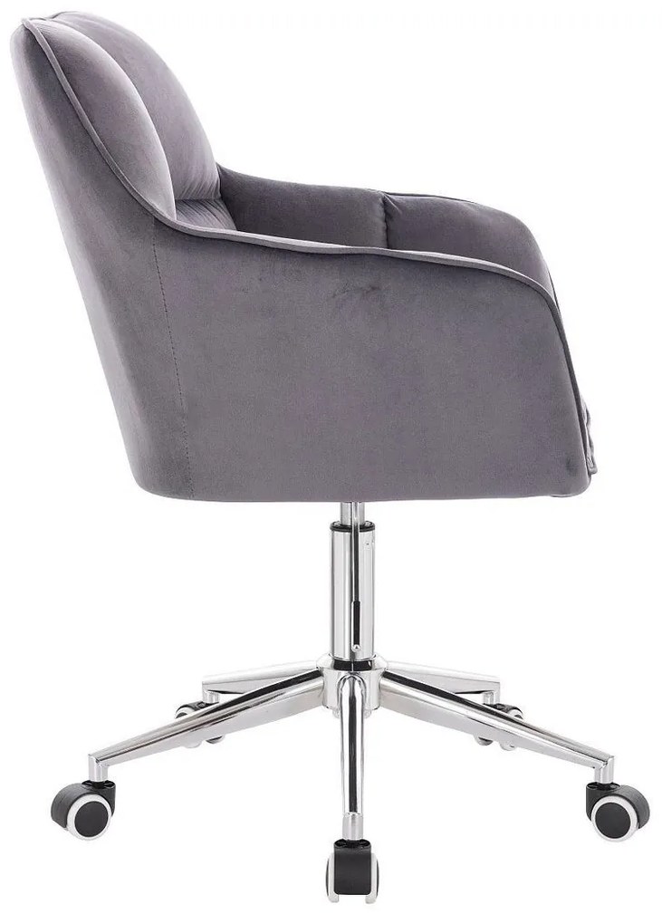 LuxuryForm DESIGN Kreslo AMALFI VELUR na striebornej podstave s kolieskami - tmavosivé
