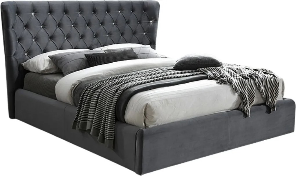 Čalúnená posteľ s kryštálmi Carven Velvet Bluvel 14