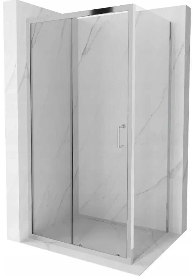 Mexen Apia, sprchový kút s posuvnými dverami 145 (dvere) x 70 (stena) cm, 6mm číre sklo, chrómový profil, 840-145-070-01-00