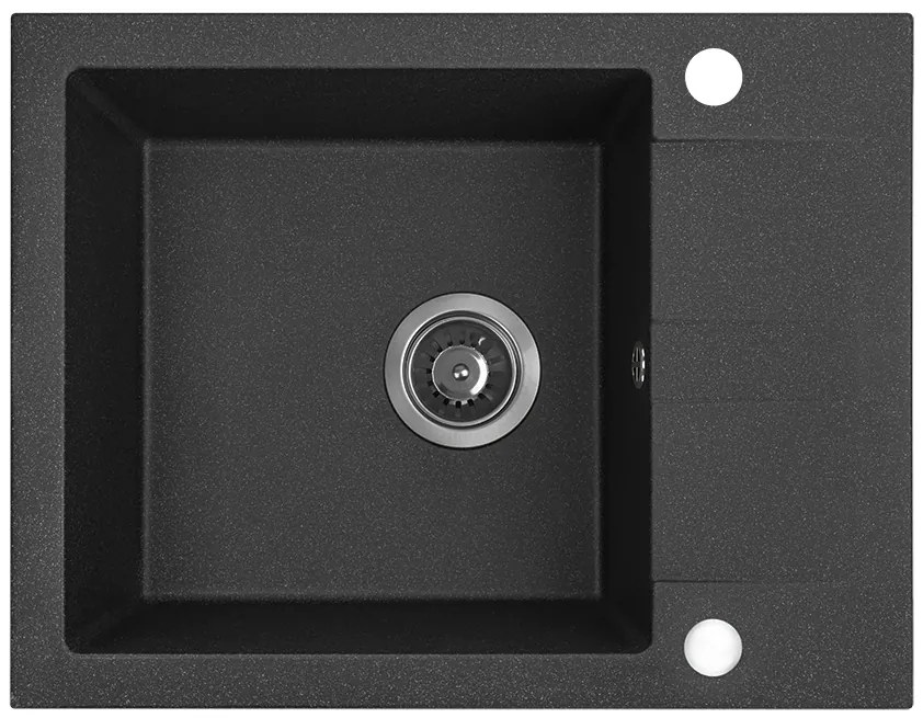 Kuchinox Shire, 1-komorový granitový drez s krátkym odkvapkávačom 570x440x185 mm, čierna, LAV-SBS_713Y