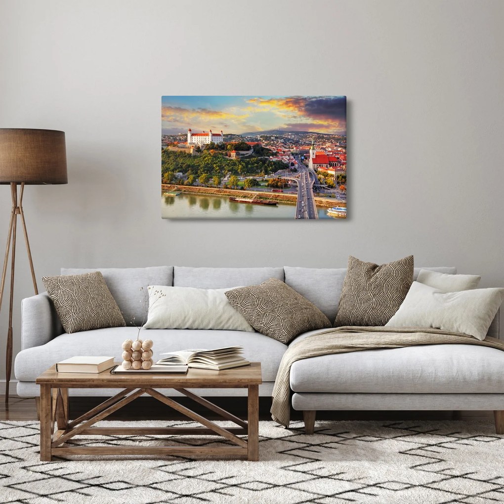 Obraz - Panorama Bratislavy, Slovensko (90x60 cm)