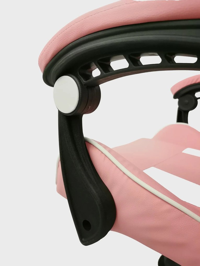 Herní židle SPORT s masážní funkcí KG108 růžovo-bílá