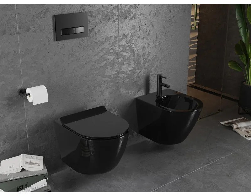 Mexen Lena Rimless závesné WC so sedátkom s pomalým zatváraním, čierna lesklá, 30224070