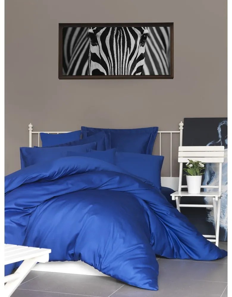 Tmavomodré obliečky na jednolôžko z bavlneného saténu 140x200 cm – Mijolnir