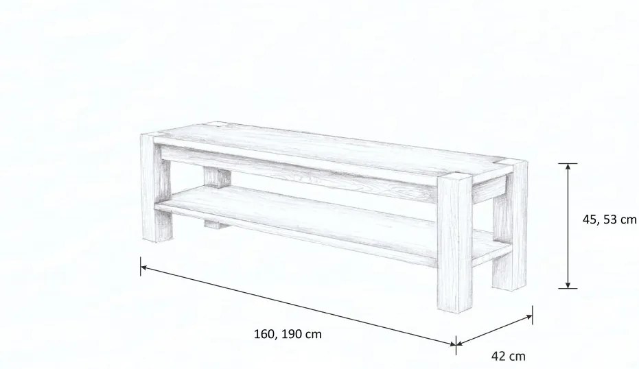 Wooded Televízny stolík Denver z masívu DUB 190x42x45cm