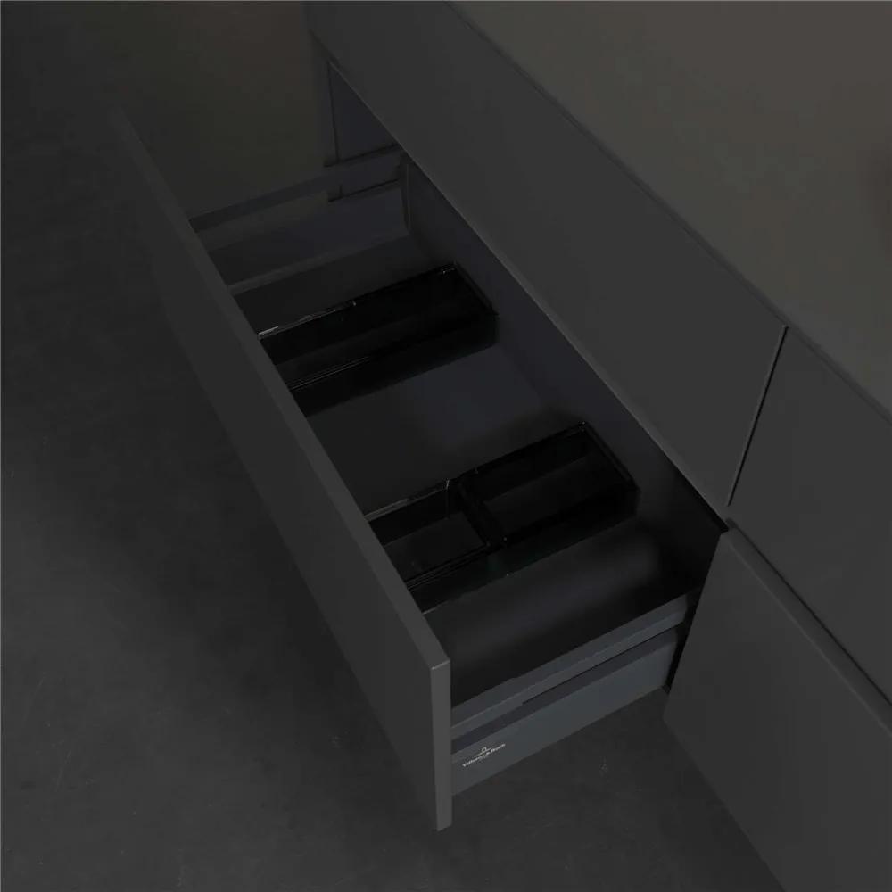 VILLEROY &amp; BOCH Collaro závesná skrinka pod umývadlo na dosku (umývadlo vpravo), 4 zásuvky, 1600 x 500 x 548 mm, Glossy Grey, C13600FP