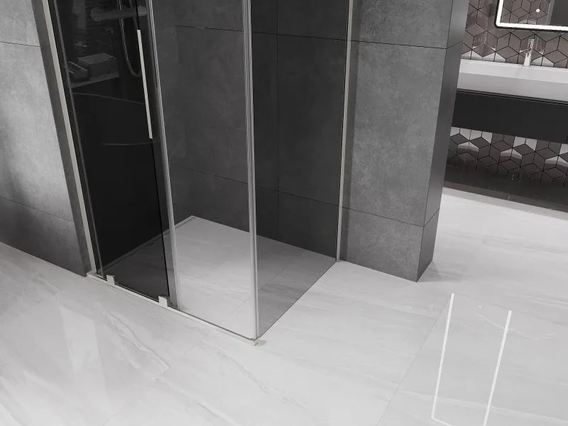 Mexen Velar L, sprchový kút s posuvnými dverami 100 x 120 cm, 8mm šedé sklo, brúsená oceľ, 871-100-120-43-97