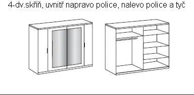 Zostava spálne Nora 180x200 cm, biela/grafitová