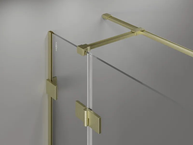 Mexen Lunar T, sklápací sprchový kút ľavý 110 x 100 cm, 8mm číre sklo, zlatý kartáčovaný - 834T-110-100-55-00-L