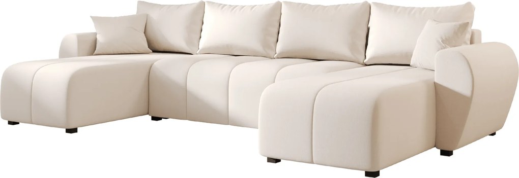 Rozkladacia obojstranná sedacia súprava do U SEVIO 311x145 cm, krémová + 2 vankúšiky ZDARMA