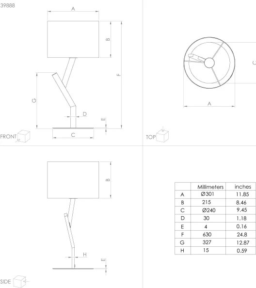 Eglo 39888 - Stolná lampa BALNARIO 1xE27/40W/230V