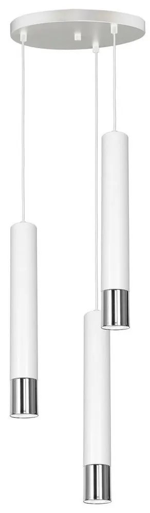 Luster na lanku NEST 3xGU10/8W/230V biela/lesklý chróm