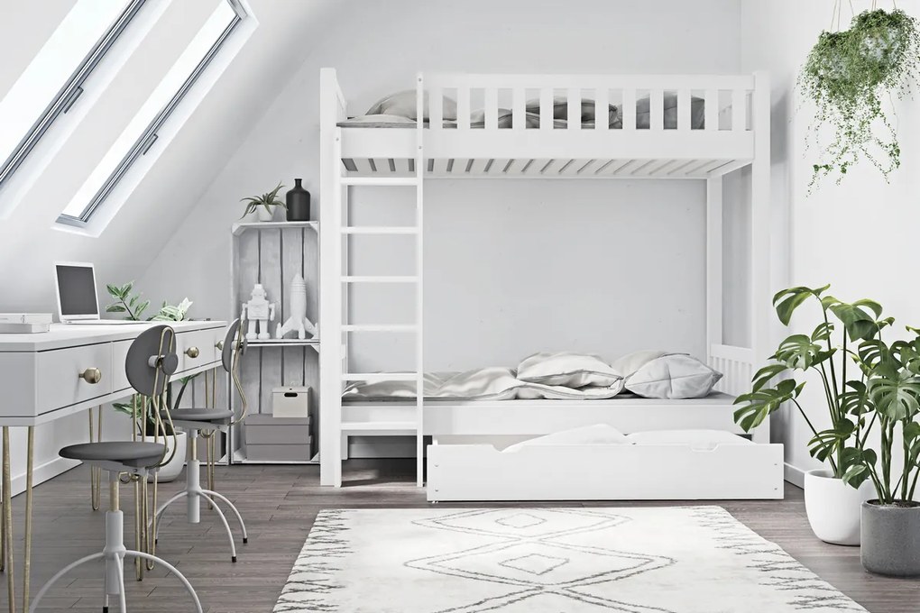Karolina 90x200 poschodová posteľ Natural - bez povrchovej úpravy Ľavé Nie