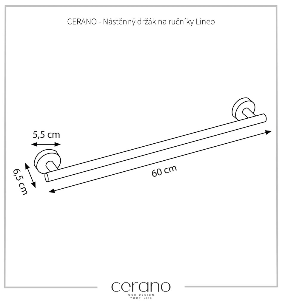 CERANO - Nástenný držiak na uteráky Lineo - čierna matná, CER-CER-479416