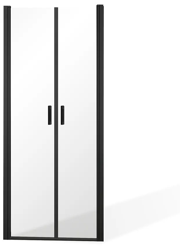 Dvojkrídlové sprchové dvere BADEN BLACK II na inštaláciu do niky Černý elox Sklo TRANSPARENT Univerzální 100 cm