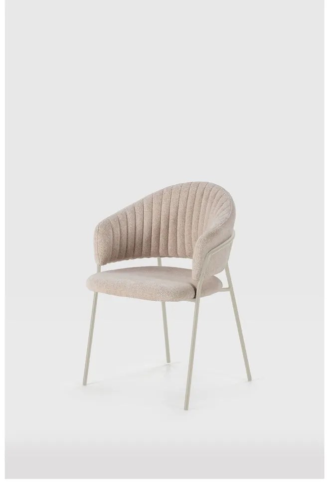 Béžové čalúnené jedálenské kreslá v súprave s podrúčkami 2 ks Leticia – Marckeric
