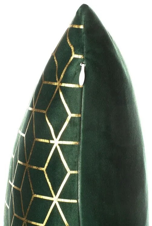 Sada 2 zamatových vankúšov s geometrickým vzorom 45 x 45 cm zelená CELOSIA Beliani