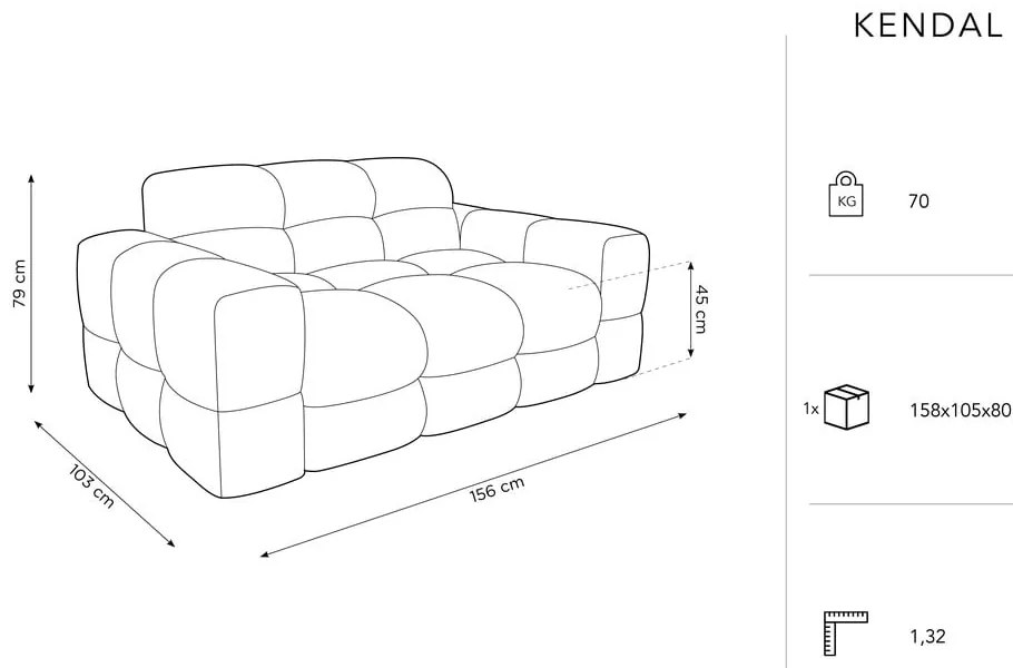 Tmavomodrá zamatová pohovka 156 cm Kendal - Micadoni Home