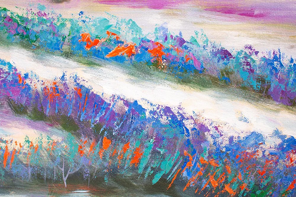Maľovaný obraz na stenu LÚKA  120x40 cm