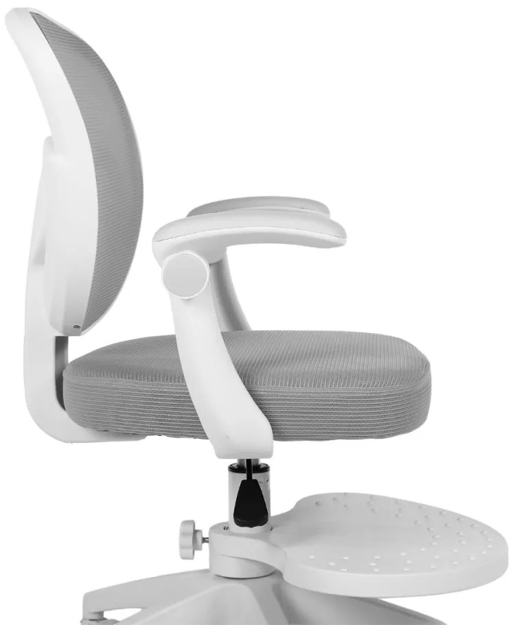 Detská otočná stolička Neoseat JUNI 008 s podnožou — látka, sivá