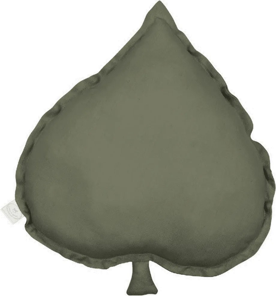 Ľanový vankúš lipový list olivová 38×43 cm