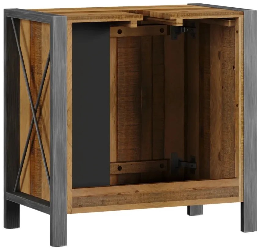 furniture-nabytek.cz - Masivní dřezová skříňka Detroit z recyklované borovice, lakovaná, hnědá – 60×35×60 cm