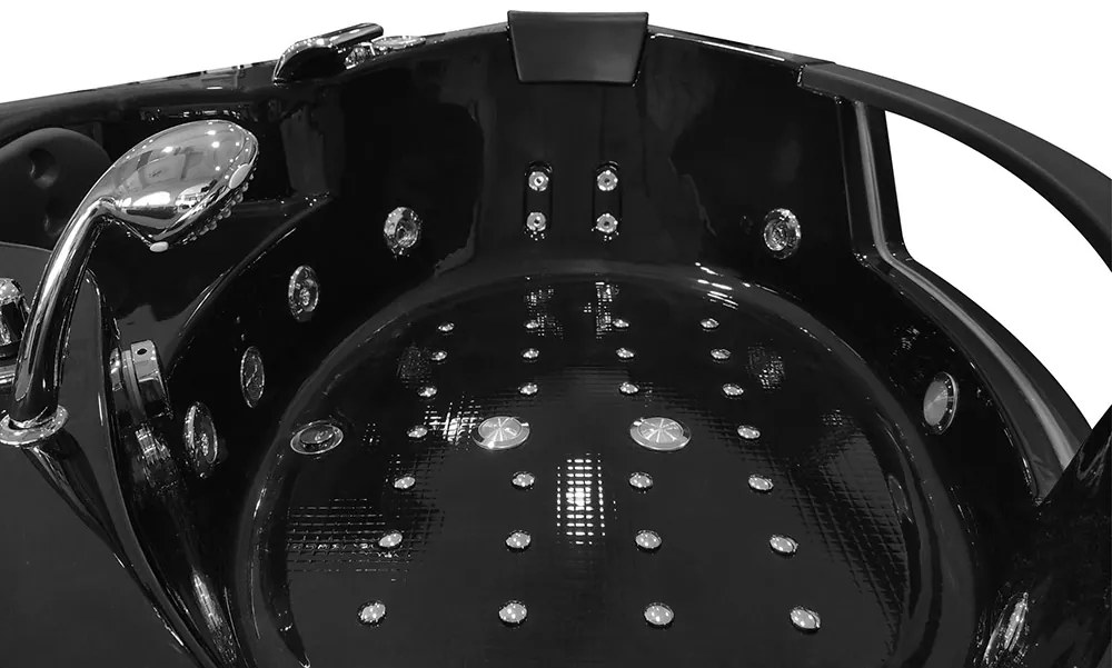 M-SPA - Čierna kúpeľňová vaňa SPA TURBO s hydromasážou 152 x 152 x 56 cm