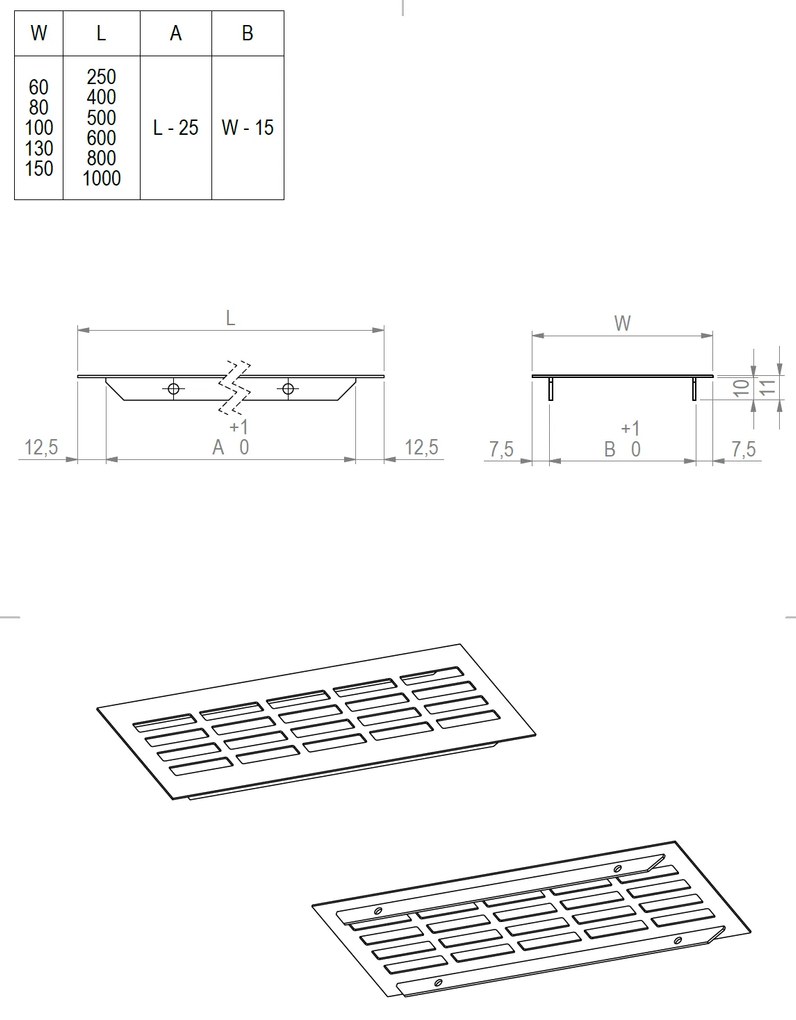 Strong 60 x 250 mm čierna mat 464042