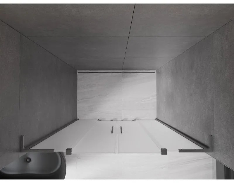 Mexen Velar L Duo, posuvné sprchové dvere do otvoru 150 cm, 8mm sklo námraza, grafit brúsený, 871-150-003-32-66