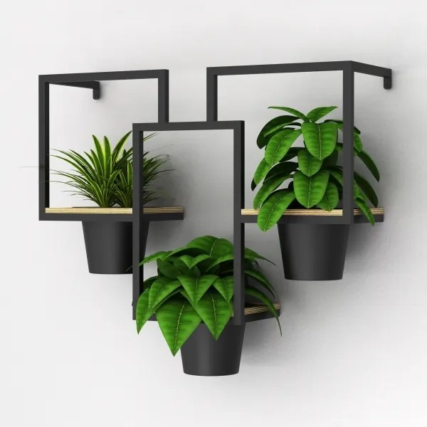 Nástenný kvetináč 46x53 cm čierna