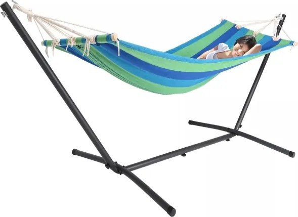 Hojdacia sieť s kovovým rámom 200 x 80 cm - zelená