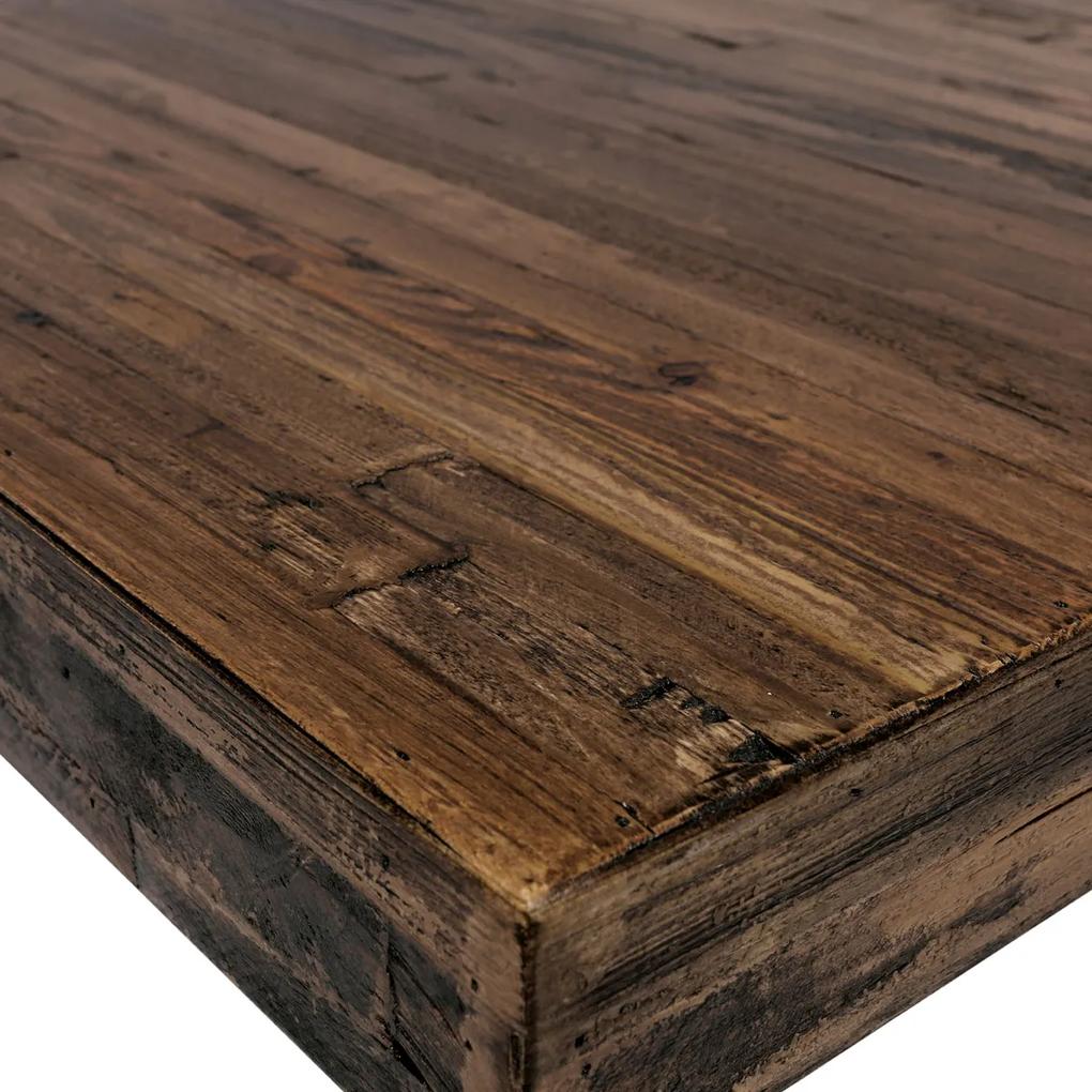 Jedálenský stôl - 180x90x76 cm, MDF doska, odtieň borovica, kovové nohy, čierny lak