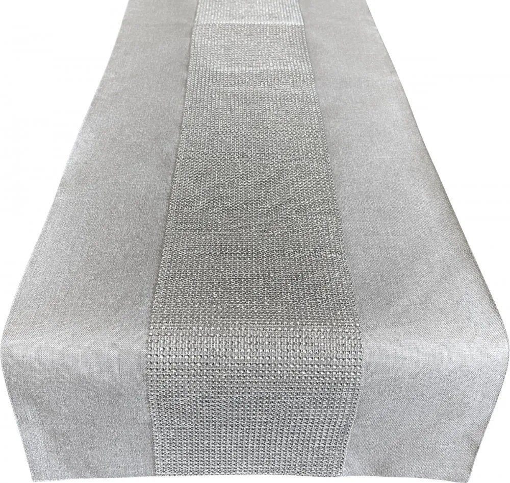 Elegantný strieborný obrus zdobený zirkónmi Šírka: 40 cm | Dĺžka: 85 cm