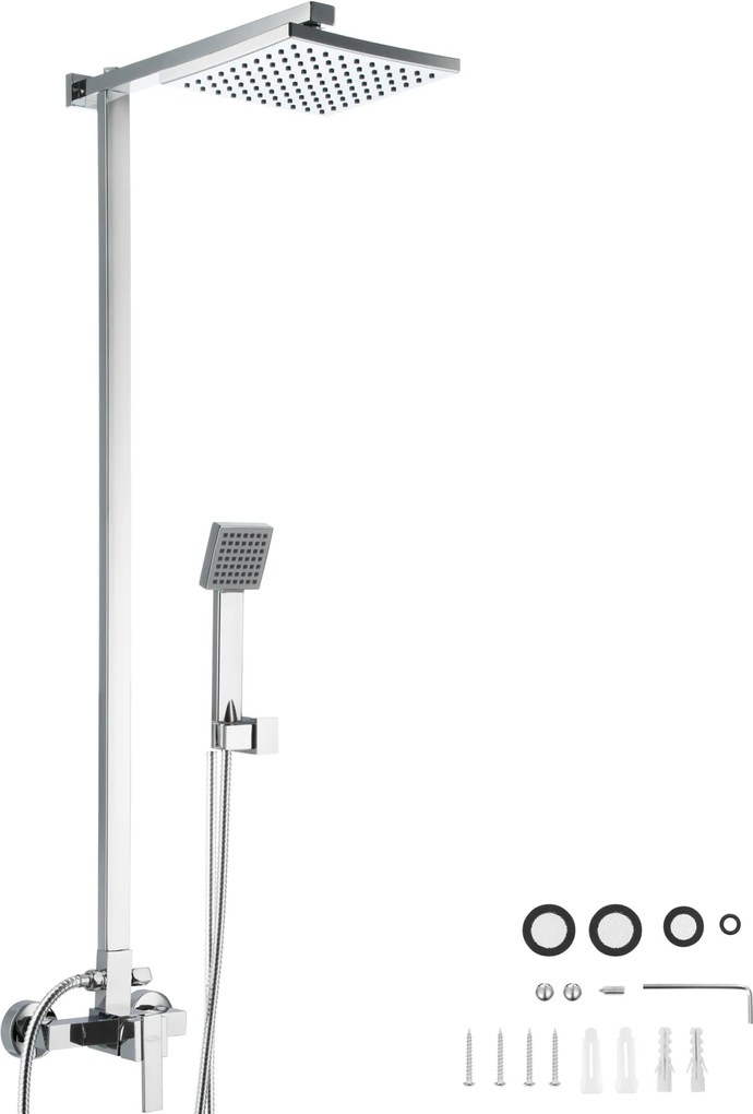 tectake 402679 sprchový systém so sprchovou hlavicou - šedá, 48.50 cm x 108.50 cm x cm