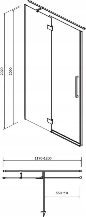 Cersanit Crea, krídlové dvere do otvoru 120X200 cm (ľavé), 8mm číre sklo, chrómový profil, S159-003
